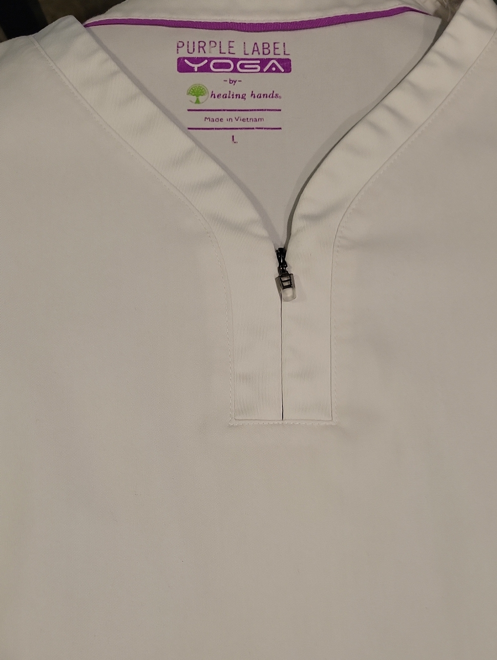Healing Hands Purple Label White Tunic with Purple Trim
